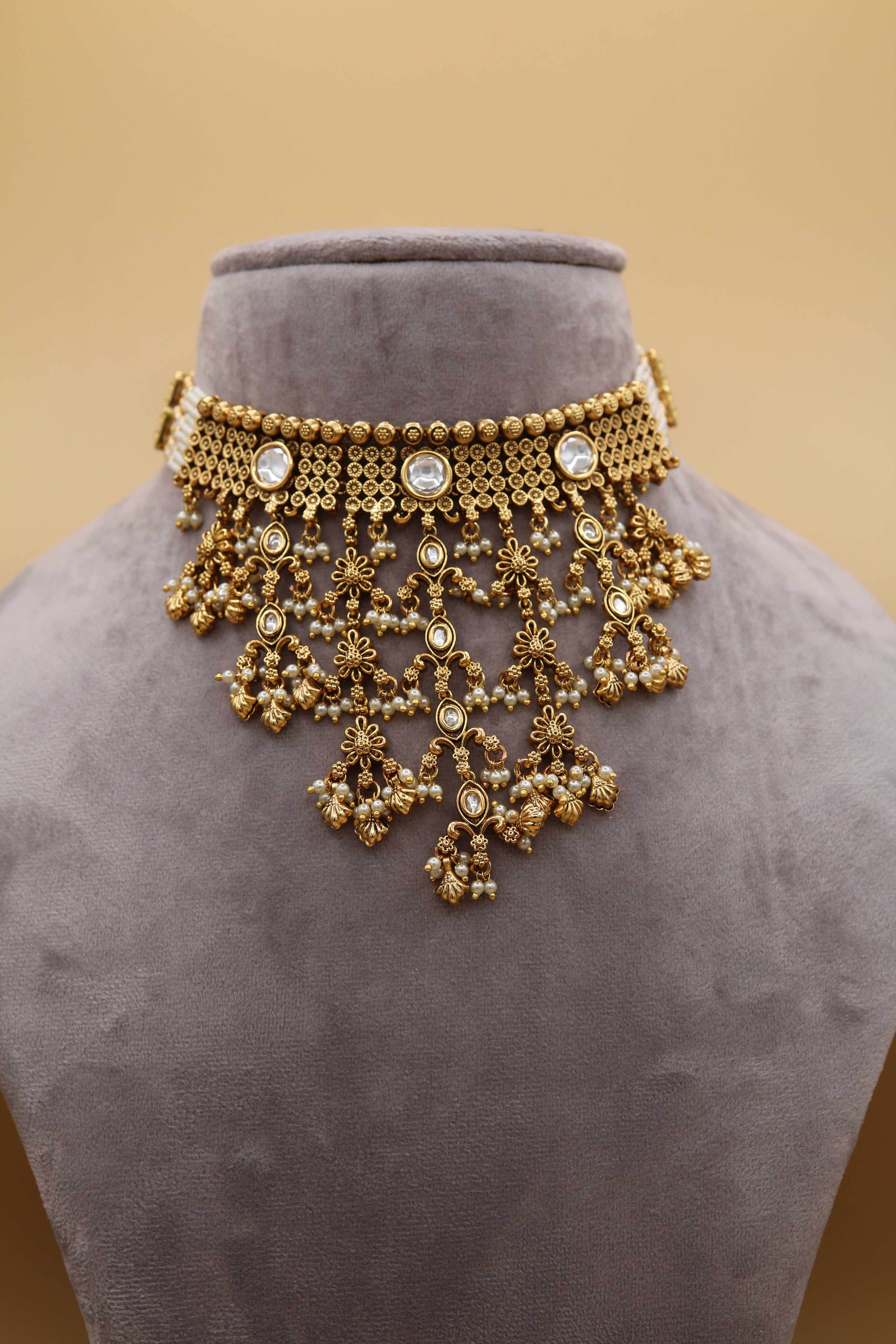 Gold Plated Pearl Waterfall Set